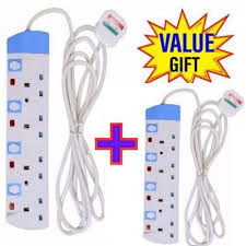 Power King 2 Heavy Duty Best Quality 4 Way Power Extension Cable with Switch – Full Copper Wire, 13A 3250W Capacity, 3M Long Cable with Safety Shuttered Sockets & Neon Indicator