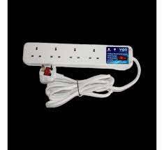 Power King 2 Heavy Duty Best Quality 4 Way Power Extension Cable with Switch – Full Copper Wire, 13A 3250W Capacity, 3M Long Cable with Safety Shuttered Sockets & Neon Indicator