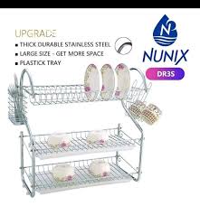 Dish Rack 3 Layer Stainless Steel – Heavy-Duty Kitchen Counter Drying Organizer with Utensil Holder, Knife Block & Cutting Board Stand – Rust-Resistant