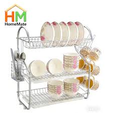 Dish Rack 3 Layer Stainless Steel – Heavy-Duty Kitchen Counter Drying Organizer with Utensil Holder, Knife Block & Cutting Board Stand – Rust-Resistant