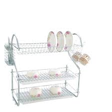 Dish Rack 3 Layer Stainless Steel – Heavy-Duty Kitchen Counter Drying Organizer with Utensil Holder, Knife Block & Cutting Board Stand – Rust-Resistant