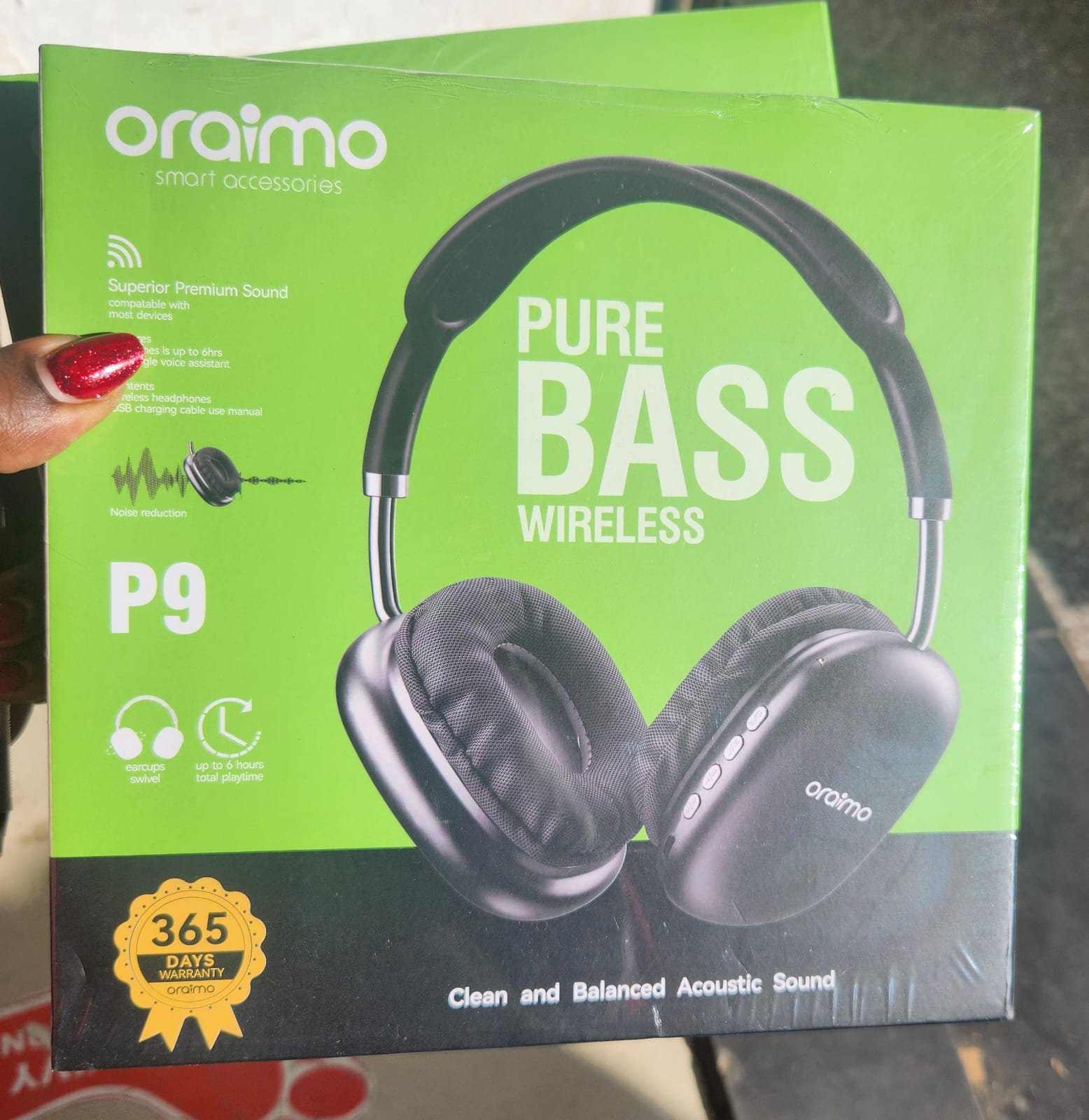 Oraimo BoomPop 2S OHP-610S Wireless Headphones – 60H Playtime, Pure Bass Sound, ENC Noise Cancelling & Bluetooth 5.3 for Clear Balanced Audio – Black