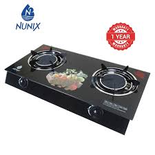 PRICE DROP! Nunix GC-004 Tempered Glass Top Cooker – 2-Burner Table Top Gas Stove with Auto Ignition, Whirlwind Technology & FREE Gas Regulator – Efficient & Stylish