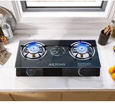 AILYONS GS014-1 Infrared Glass Top Burner – 2-Burner Table Top Gas Cooker with Auto Ignition, 3.4kW Super Swirl Flame, Honeycomb Design & 1-Year Warranty – Black
