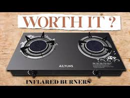 AILYONS GS014-1 Infrared Glass Top Burner – 2-Burner Table Top Gas Cooker with Auto Ignition, 3.4kW Super Swirl Flame, Honeycomb Design & 1-Year Warranty – Black