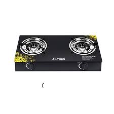 AILYONS GS014-1 Infrared Glass Top Burner – 2-Burner Table Top Gas Cooker with Auto Ignition, 3.4kW Super Swirl Flame, Honeycomb Design & 1-Year Warranty – Black