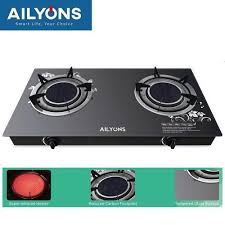 AILYONS GS014-1 Infrared Glass Top Burner – 2-Burner Table Top Gas Cooker with Auto Ignition, 3.4kW Super Swirl Flame, Honeycomb Design & 1-Year Warranty – Black