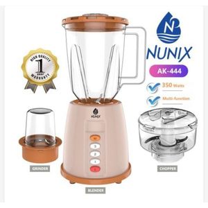 Nunix AK444 1.5L 3 IN 1 Blender Juicer Household Appliances with Grinder – 350W 4-Speed Motor, Stainless Steel Blades, Overheat Protection – For Juices, Spices, Soups & Sauces