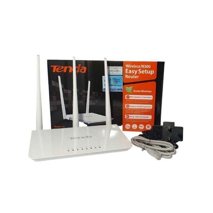 Tenda F3 N300 300 Mbps Wireless WiFi Router – Single-Band 2.4GHz, 3x5dBi External Antennas, 3 LAN Ports, WPA/WPA2 Security & Easy Setup for Home & Office