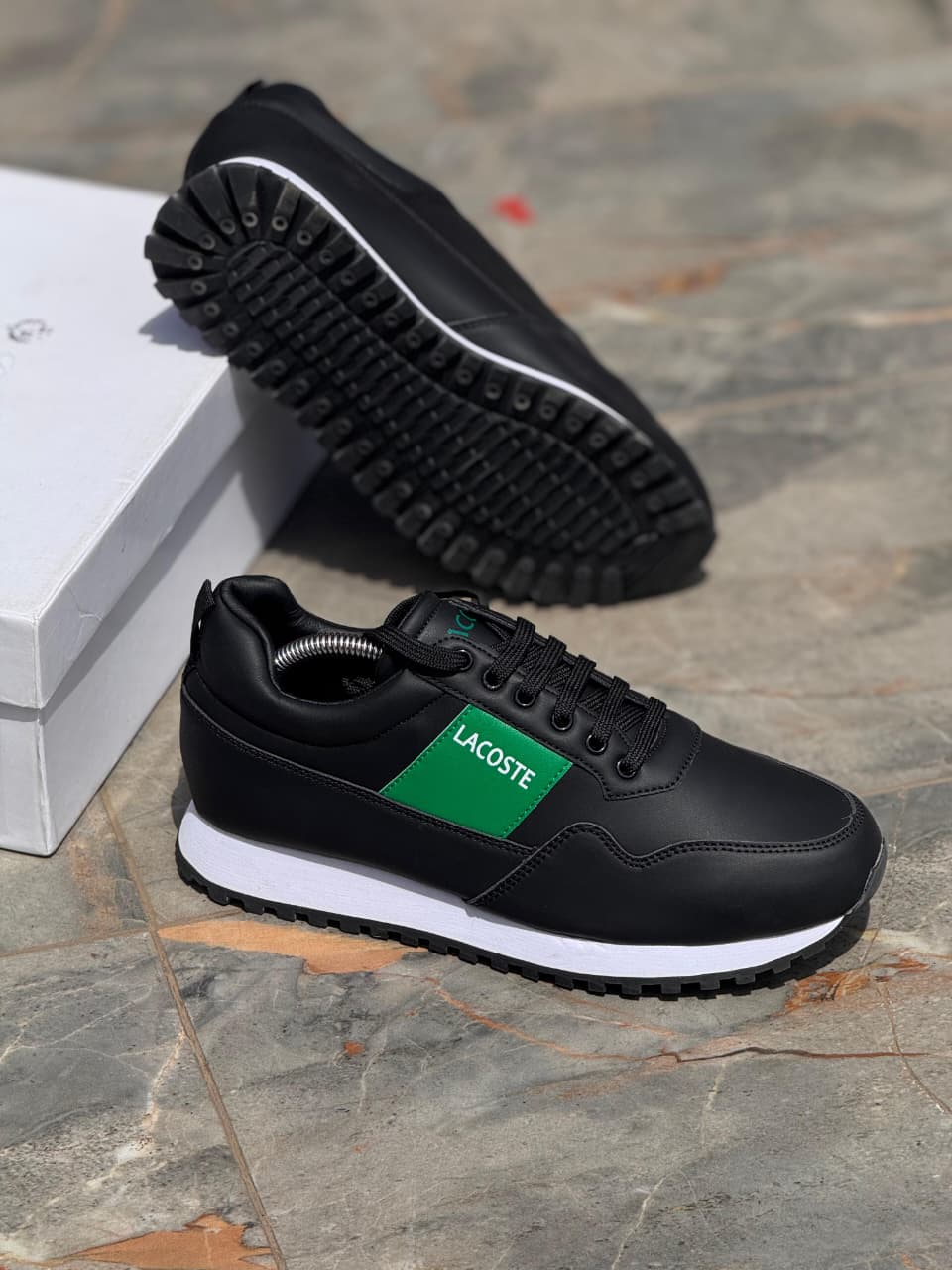 Men's Classic original Lacoste Logo Casual Sneakers - Lightweight Low-Top Sport Shoes (Black, Brown, White)