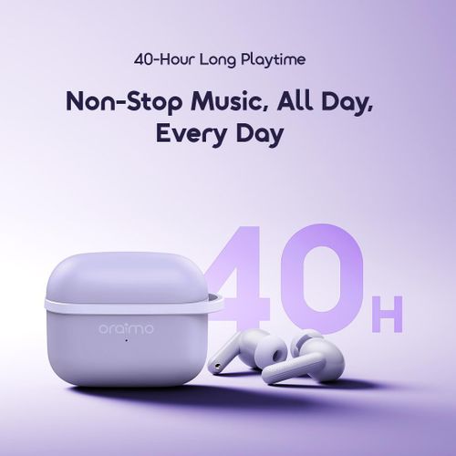 Oraimo SpaceBuds Lite OTW-324 True Wireless Earbuds Bluetooth 5.4, 40 Hours Playtime, Deep Bass Sound360 Audio, AI Call Noise Cancellation, IPX4 Waterproof TWS Earphones with Type-C Fast Charging for