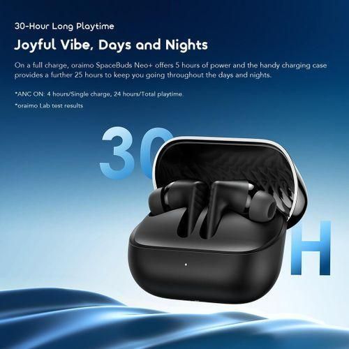 Oraimo SpaceBuds Neo+ OTW‑33OS True Wireless Earbuds Bluetooth 5.4, 60 Hours Playtime, Deep Bass Sound, AI Noise Cancellation, Low Latency Gaming, Type‑C Fast Charging, IPX5 Waterproof TWS Earphones C