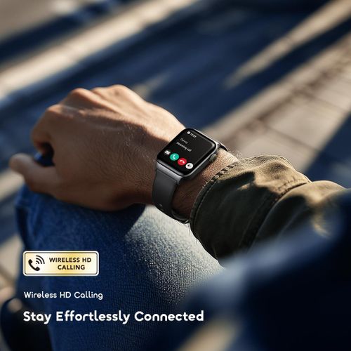 Oraimo Watch 6 Max Smartwatch 1.83" Full Touch Display Bluetooth Calling IP68 Waterproof 100+ Sports Modes Heart Rate & SpO2 Monitor Long Battery Life Smart Watch for Android & iOS – Black