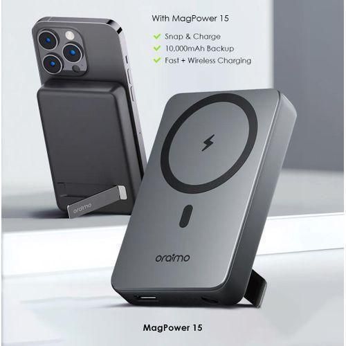 Oraimo MagPower 15 Magnetic Wireless Power Bank 10000mAh | 15W Fast Charging MagSafe Compatible Portable Charger with USB-C PD, Strong Magnetic Alignment for iPhone & Android