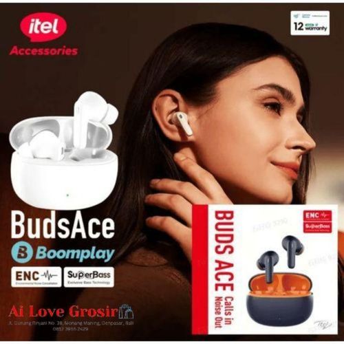 Itel Buds Ace ENC Super Bass Earbuds | True Wireless Bluetooth Earphones with Environmental Noise Cancellation, Deep Bass Sound, Long Battery Life & Touch Control for Android & iPhone
