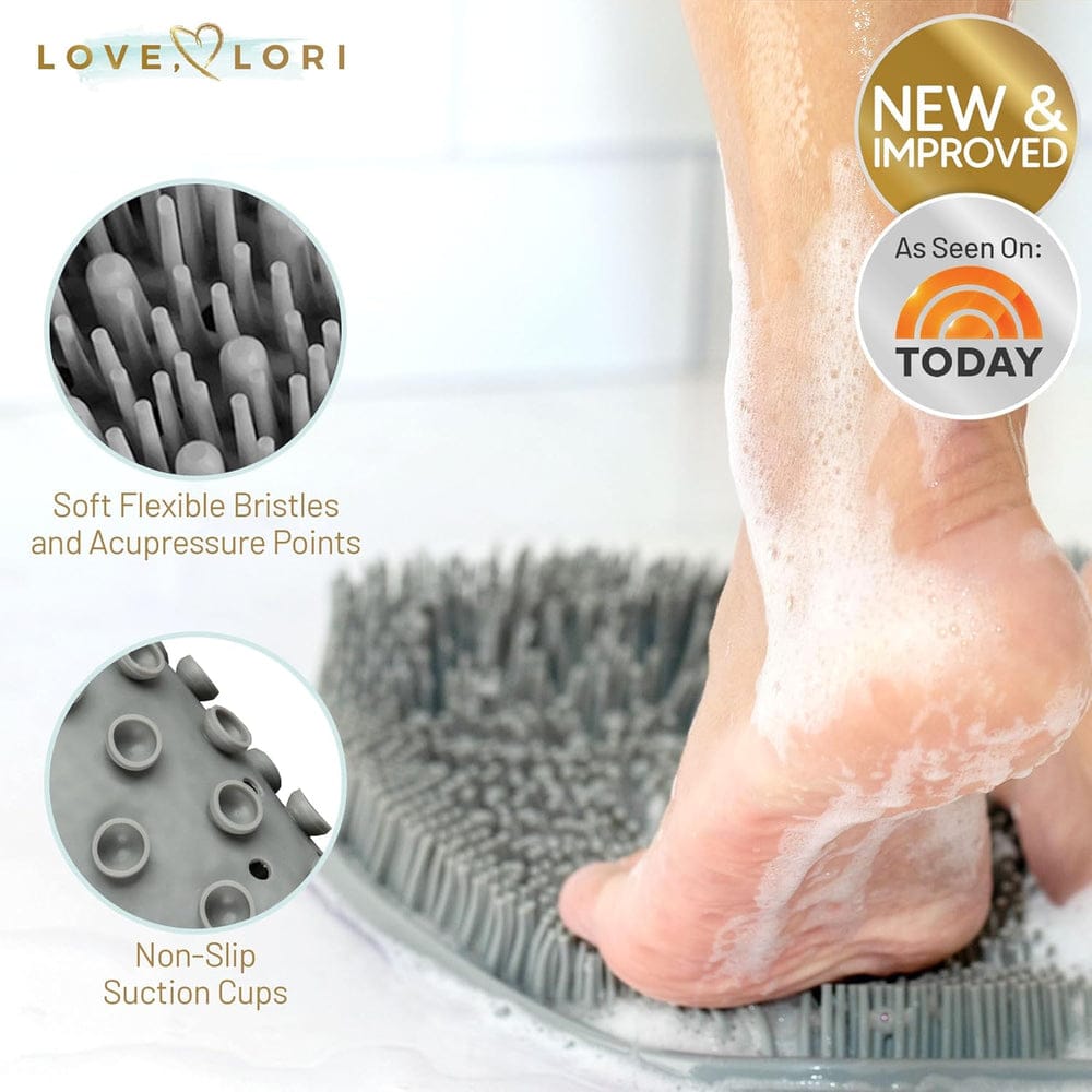 Shower Foot Massage Mat with Suction Cups – Non-Slip Bath Scrubber & Foot Cleaner