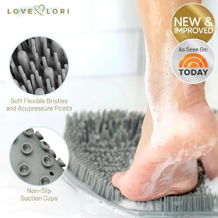 Shower Foot Massage Mat with Suction Cups – Non-Slip Bath Scrubber & Foot Cleaner