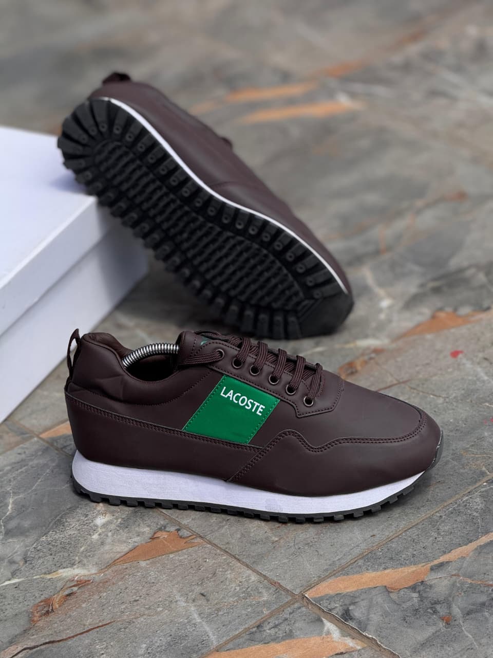 Men's Classic original Lacoste Logo Casual Sneakers - Lightweight Low-Top Sport Shoes (Black, Brown, White)