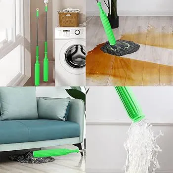 Self-Wringing Flat Squeeze Mop with Long Handle – 360° Rotating Microfiber Floor Cleaner (Green)