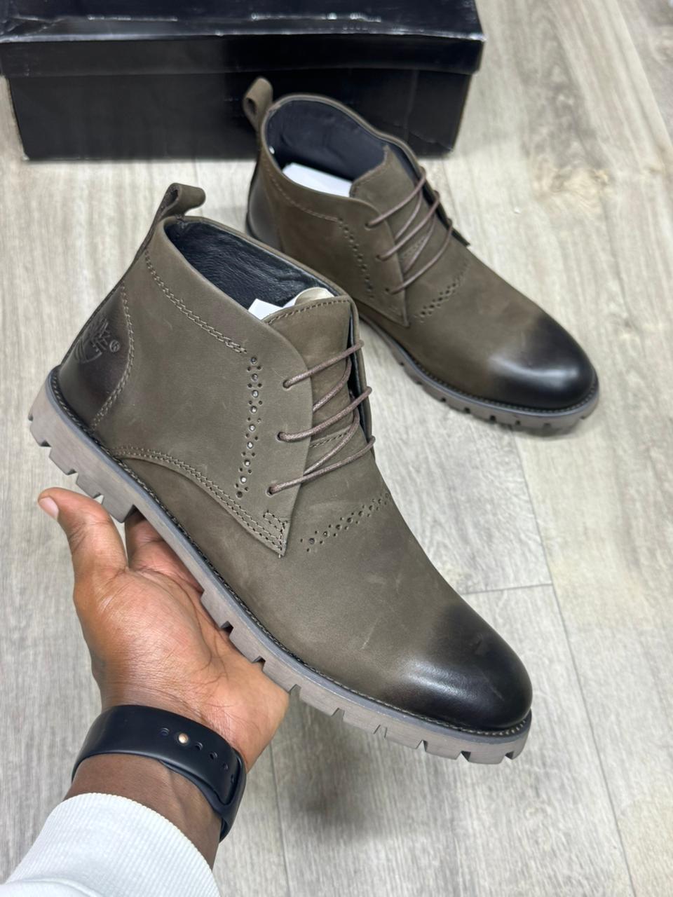 Men's Premium Fashion Ankle Boots - Stylish Brogue Detailed Chukka Boots - Rugged Lug Sole Casual Shoes - Olive, Coffee & Black