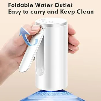 Smart Folding Automatic Water Dispenser - USB Rechargeable Electric Water Pump for 5 Gallon Bottles - Portable Touch Control Drinking Water Pump