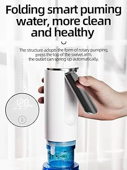 Smart Folding Automatic Water Dispenser - USB Rechargeable Electric Water Pump for 5 Gallon Bottles - Portable Touch Control Drinking Water Pump