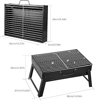 Portable Folding Charcoal BBQ Grill - Compact Tabletop Barbecue Stand for Outdoor Camping, Picnics & Garden Parties