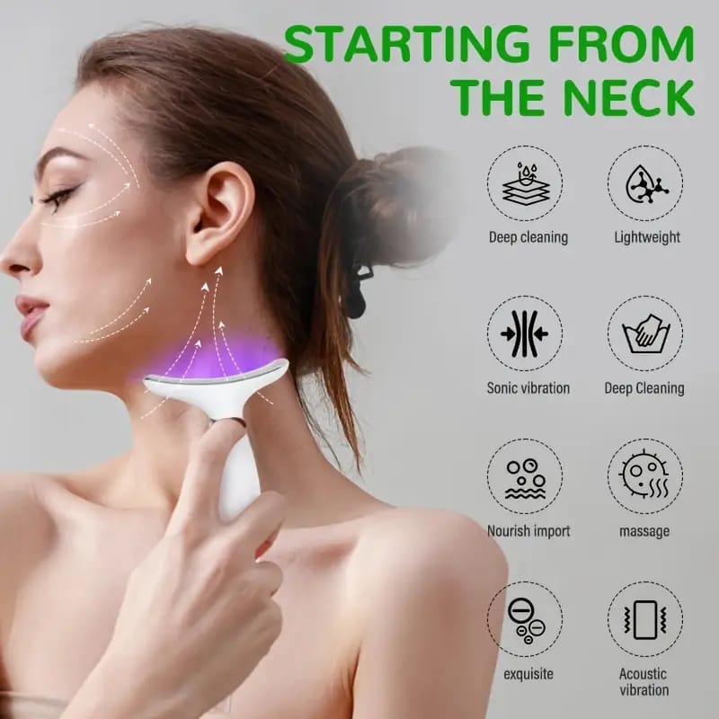 6-in-1 Electric Facial & Neck Massager – EMS Skin Tightening, Anti-Wrinkle Lifting Device with Heat & Sonic Vibration