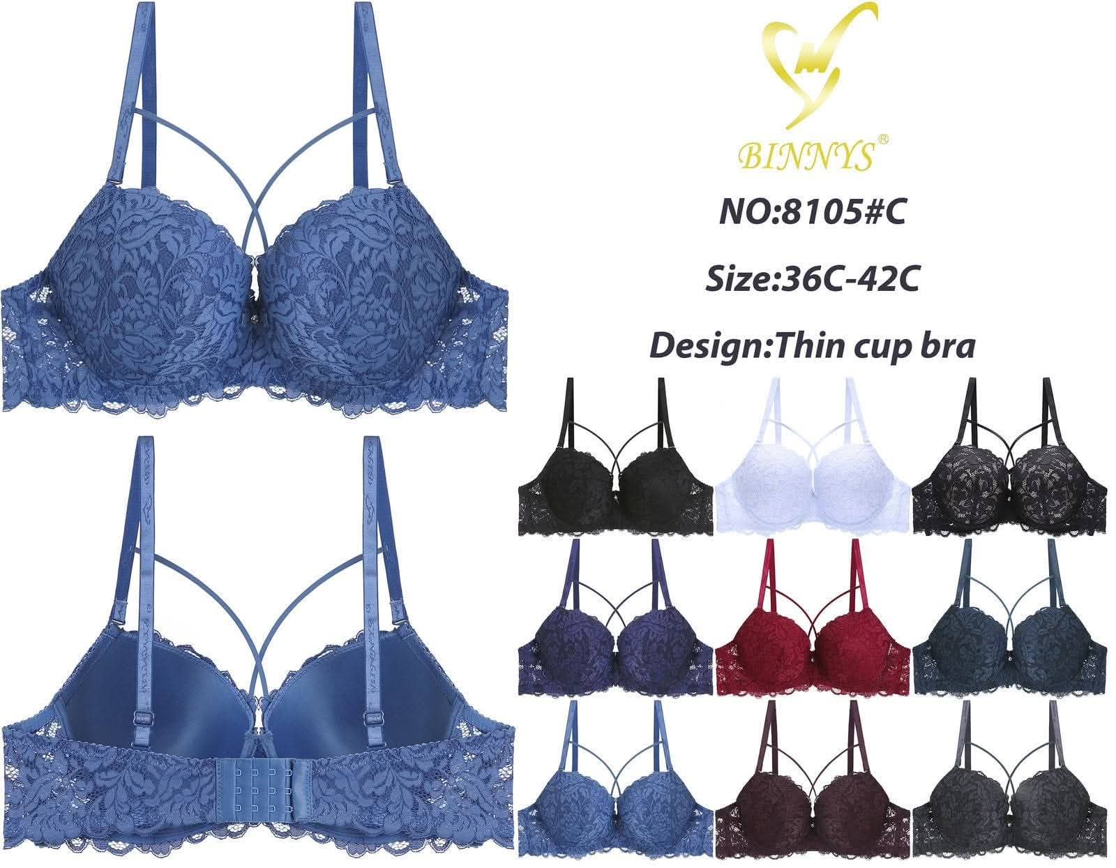 Women Lace Push-Up Bra Thin Cup Sexy Cross Back Brassiere Comfortable Support Bra 36C-42C