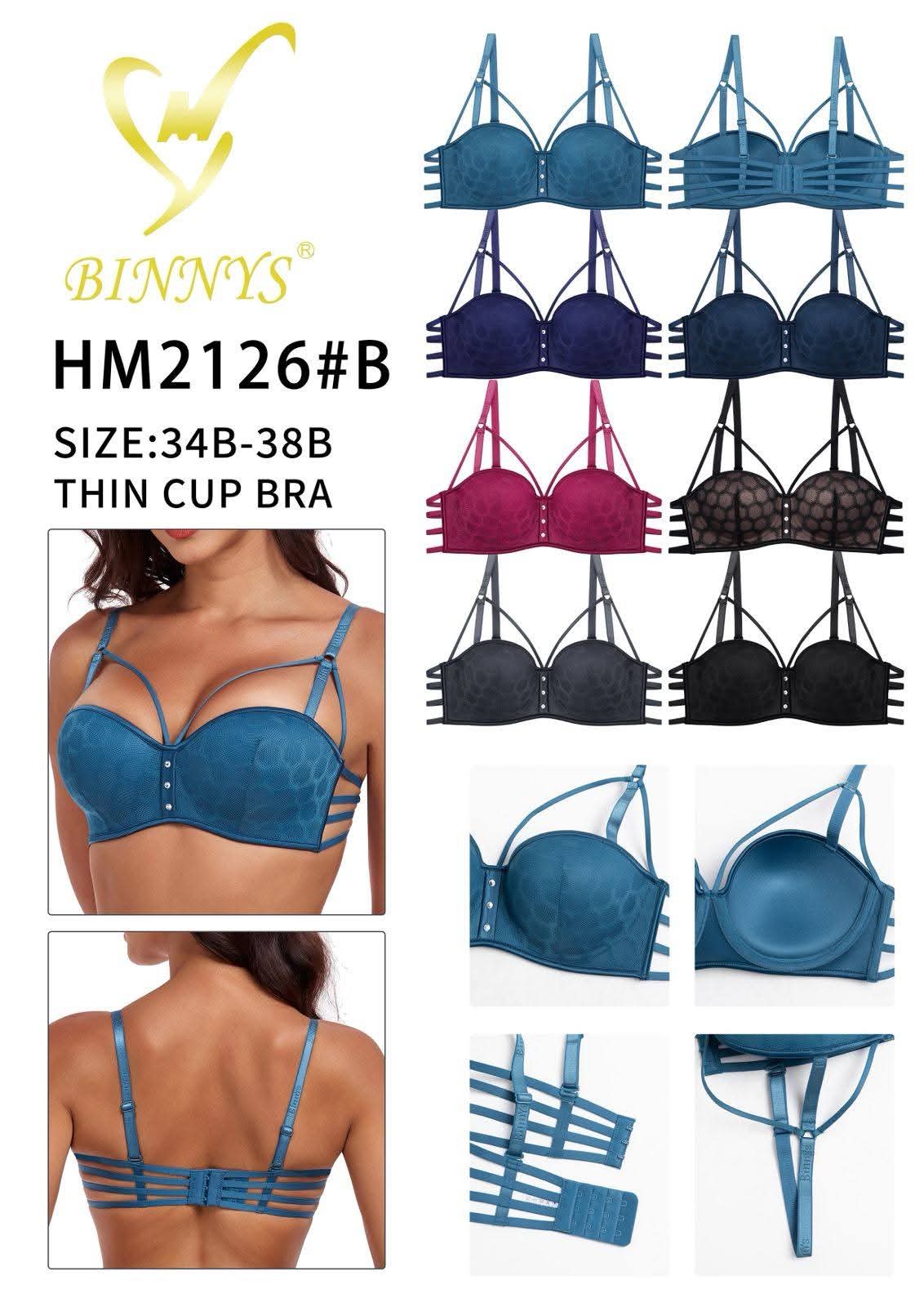 Women  Push-Up Bra Thin Cup Sexy Cross Back Brassiere Comfortable Support Bra 36B-38B