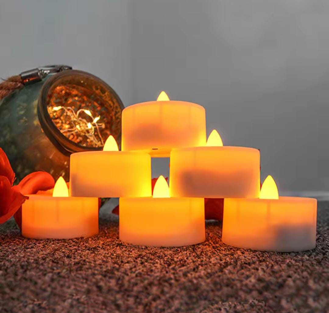 24 pcs Led tea light candles. ✔️Material: acrylic coloured✔️colours: white available