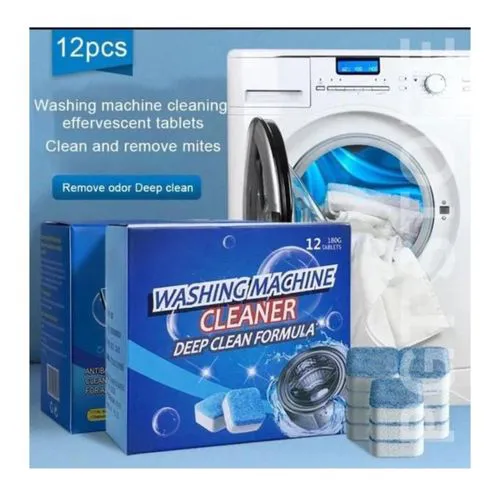 12PC PACK OF WASHING MACHINE CLEANING TABLETS, CLEANER DESCALER 12 PACK HIGHLY EFFICIENT LAUNDRY DEODORIZER TABLETS FOR FRONT LOAD AND TOP LOAD WASHERS