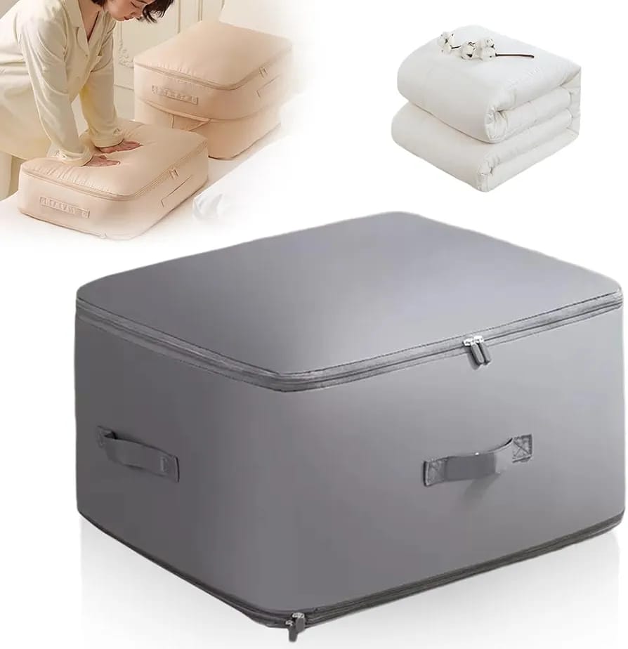150l Expandable Water proof beddings storage, Ideal for storing duvets bedsheets,clothes in 4  colours Gray peach,biege&skyblue Size 45×55×60cm watch vedio to see houe to use