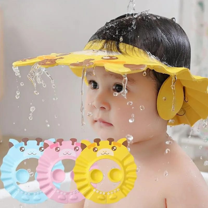 Kids Waterproof Shower Cap Baby Bath Hat with Ear & Eye Protection, Adjustable Soft Silicone Hair Washing Cap for Infants Toddlers Adjustable Baby Bath Cap Waterproof Kids Shower Hat