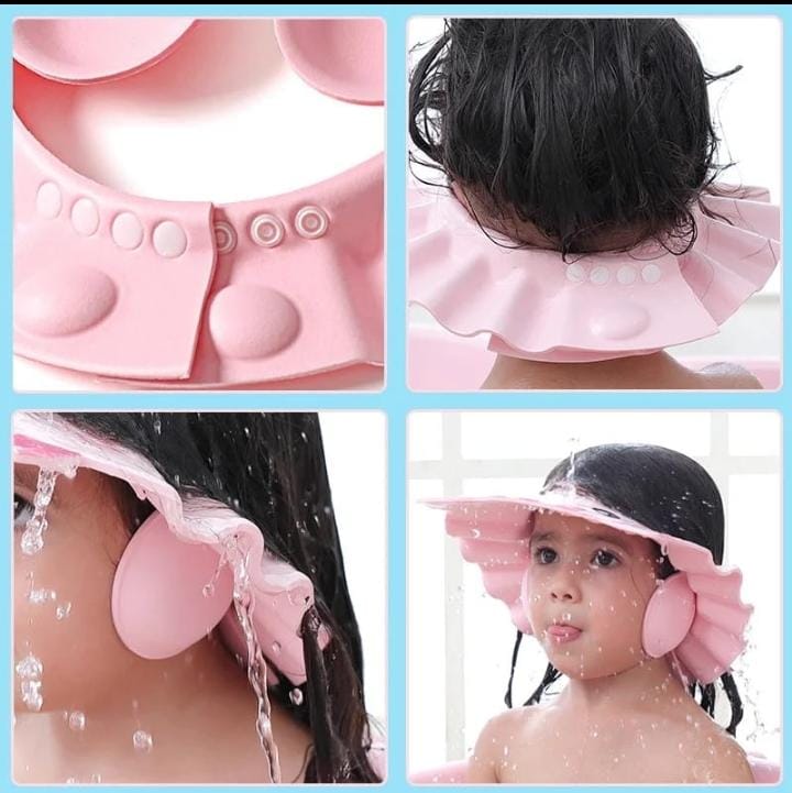 Kids Waterproof Shower Cap Baby Bath Hat with Ear & Eye Protection, Adjustable Soft Silicone Hair Washing Cap for Infants Toddlers Adjustable Baby Bath Cap Waterproof Kids Shower Hat
