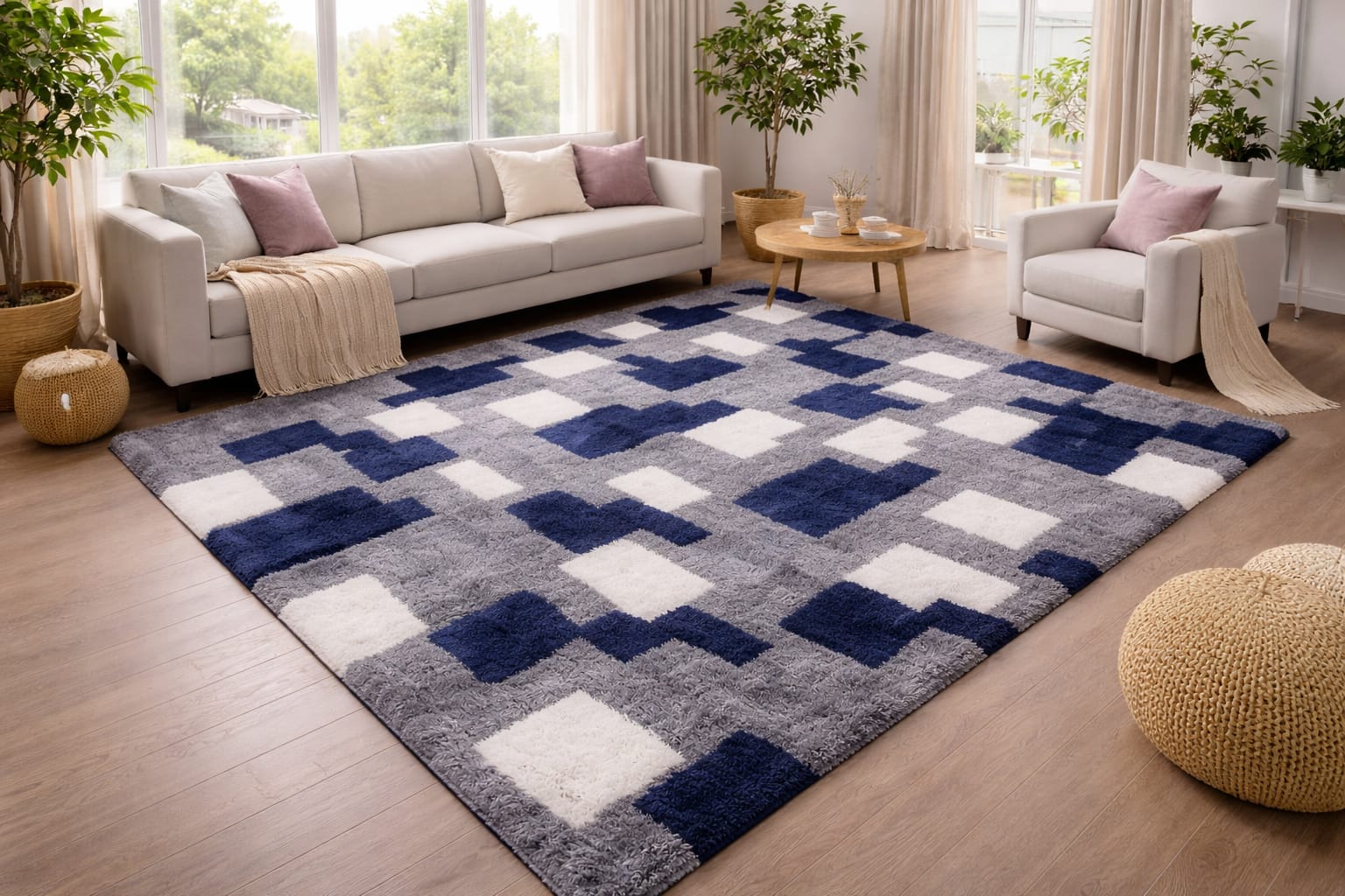 5 By 8 Soft Fluffy Carpets Non-slip Rugs Floor Mat