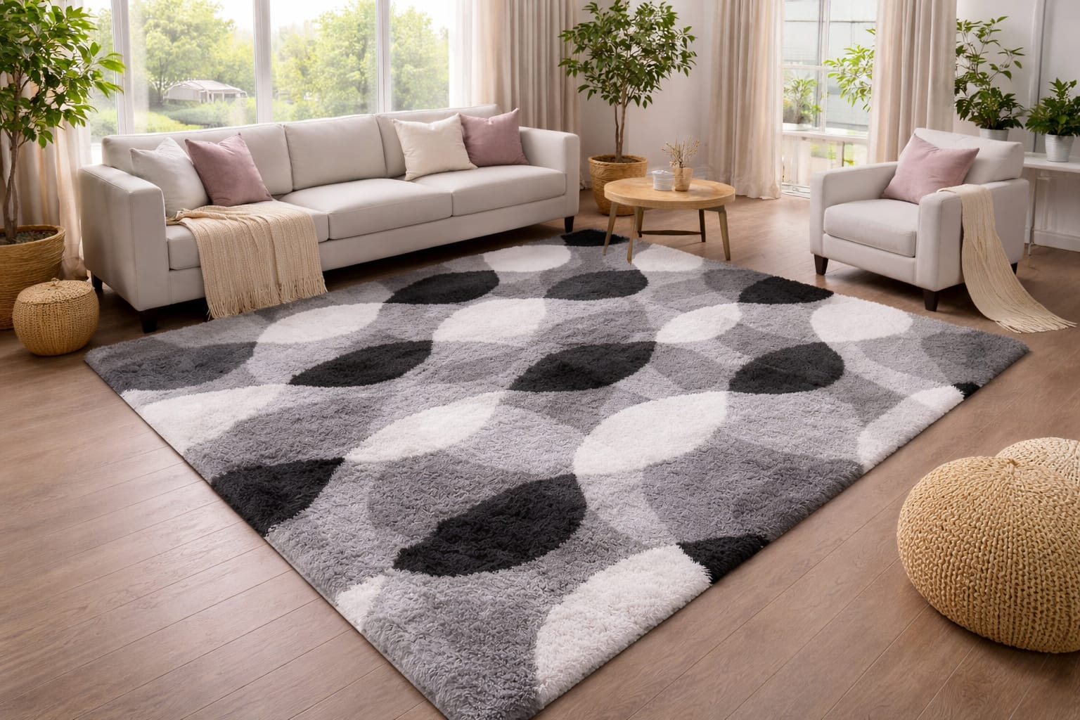 5 By 8 Soft Fluffy Carpets Non-slip Rugs Floor Mat