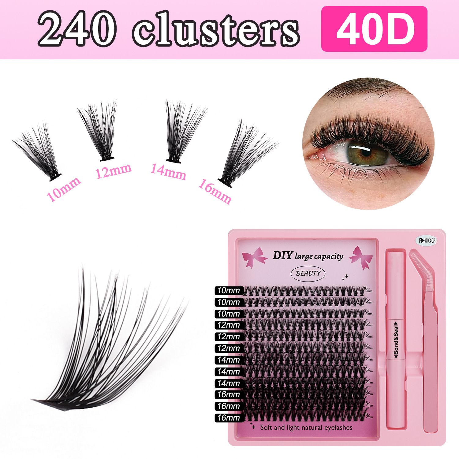 ✨ DIY Lash Extension Kit 💖 30D–60D Cluster Lashes Set | Natural Volume False Eyelashes 216 clusters-matrix series-mxf01-02 (50p+60p combination)