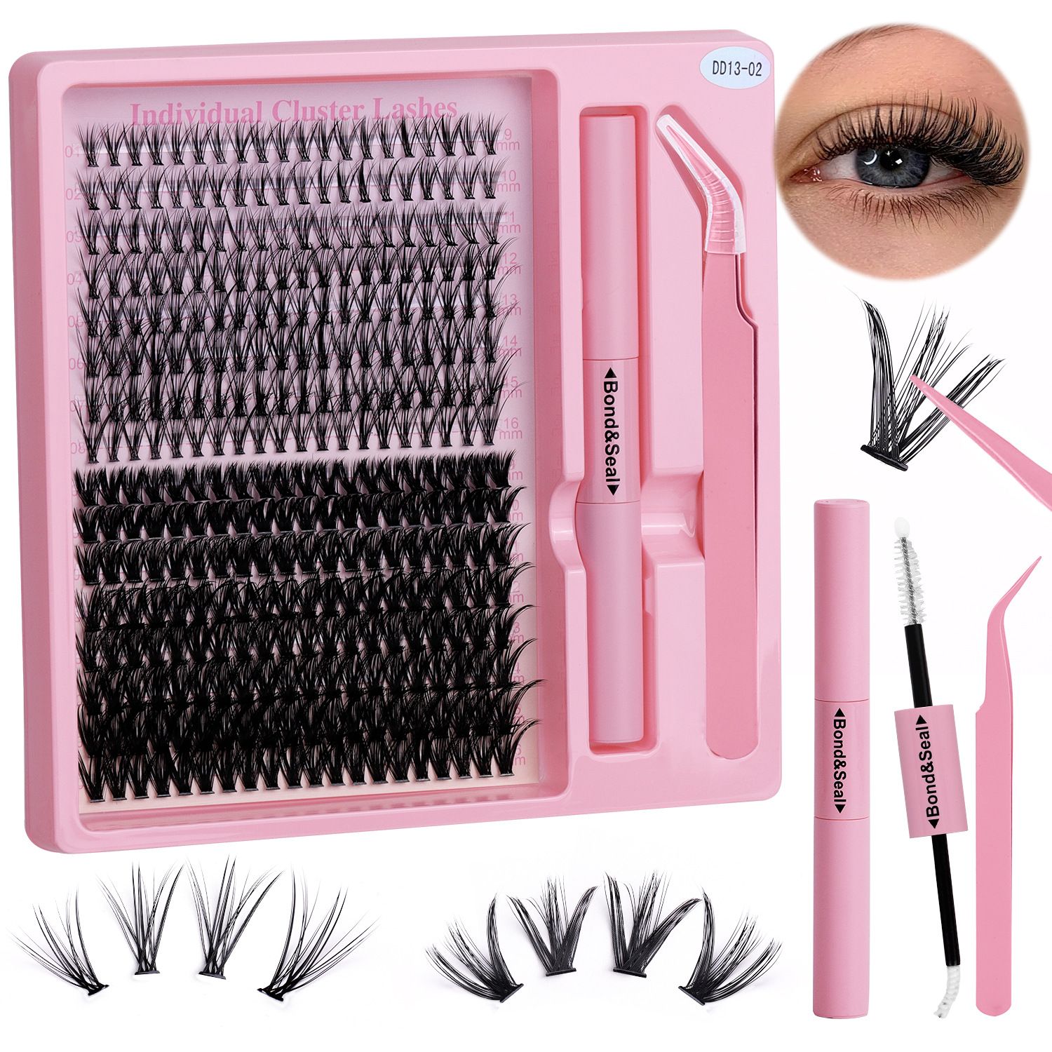 ✨ DIY Lash Extension Kit 💖 30D–60D Cluster Lashes Set | Natural Volume False Eyelashes 216 clusters-matrix series-mxf01-02 (50p+60p combination)