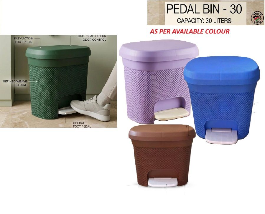 STAR PEDAL Dust Bin – 30 Litres Foot Pedal Waste Bin, Durable Plastic Garbage Bin with Lid, Hands-Free Trash Can for Kitchen, Home, Office & Bathroom, Hygienic Waste Storage Bin (Assorted Colours)