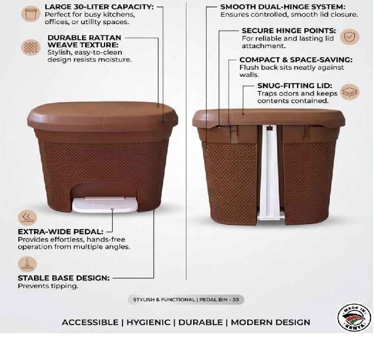 STAR PEDAL Dust Bin – 30 Litres Foot Pedal Waste Bin, Durable Plastic Garbage Bin with Lid, Hands-Free Trash Can for Kitchen, Home, Office & Bathroom, Hygienic Waste Storage Bin (Assorted Colours)