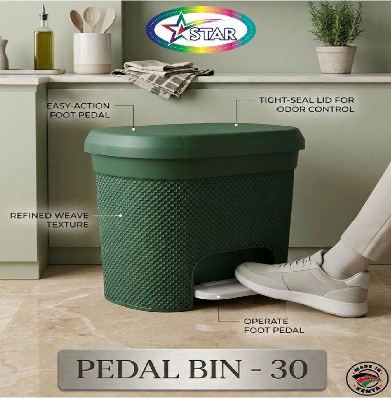 STAR PEDAL Dust Bin – 30 Litres Foot Pedal Waste Bin, Durable Plastic Garbage Bin with Lid, Hands-Free Trash Can for Kitchen, Home, Office & Bathroom, Hygienic Waste Storage Bin (Assorted Colours)