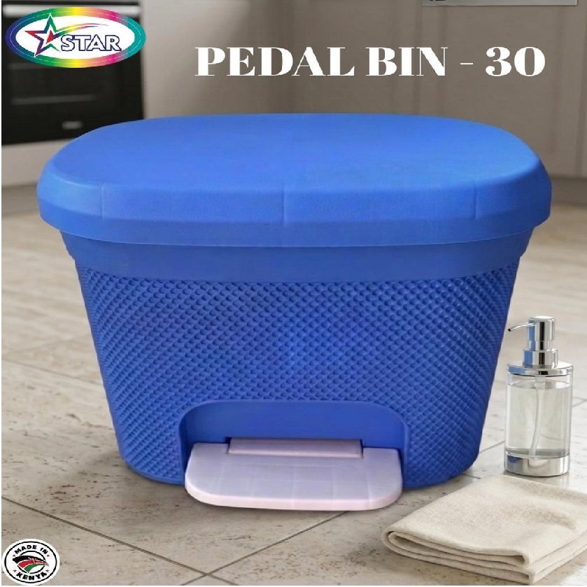 STAR PEDAL Dust Bin – 30 Litres Foot Pedal Waste Bin, Durable Plastic Garbage Bin with Lid, Hands-Free Trash Can for Kitchen, Home, Office & Bathroom, Hygienic Waste Storage Bin (Assorted Colours)
