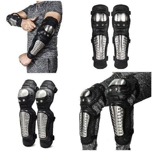 PRO BIKER Motorcycle Knee & Elbow Guards – Protective Riding Gear Set Impact Resistant Pads for Motorbike Riders Motocross Off-Road Safety Armor Adjustable Straps Comfortable Riding Protection