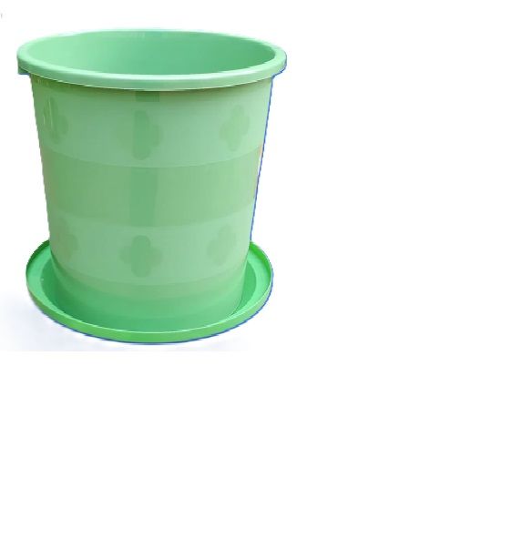 CROWN FLOWER Planter Pot – Plastic Garden Plant Pot with Base, Decorative Indoor Outdoor Flower Pot for Home Garden Balcony Office Planting Pot (Black, Red or Green)