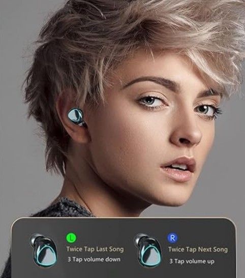M10 TWS Wireless Earbuds, Bluetooth Earphone with Charging Box, Touch Control, LED Sports Stereo Earbuds, Built-in Mic, Immersive HD Sound, Compatible with iPhone, Samsung, Android, Black