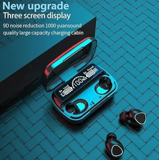 M10 TWS Wireless Earbuds, Bluetooth Earphone with Charging Box, Touch Control, LED Sports Stereo Earbuds, Built-in Mic, Immersive HD Sound, Compatible with iPhone, Samsung, Android, Black