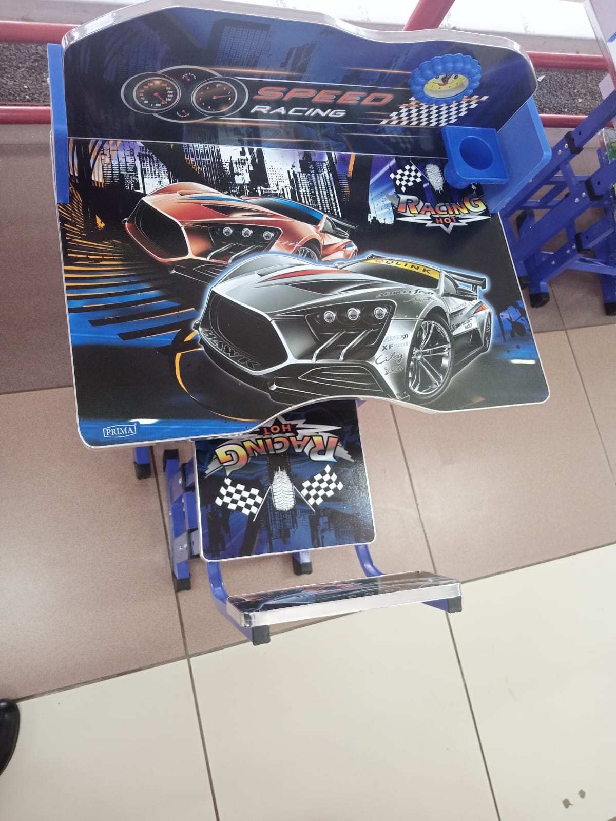 Blue Executive Racing Car Adjustable Kids Study Table Desk Turn study time into playtime power with this stylish, racing-car–themed desk! Designed in a bold blue finish, this adjustable study table. 1