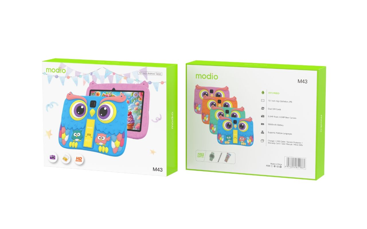 Modio M43 10 Inch Tablet 8GB RAM 512GB ROM 10000mAh Battery Android Tablet PC WiFi Dual SIM Kids & Learning Tablet – Fast Performance & Long Battery Life