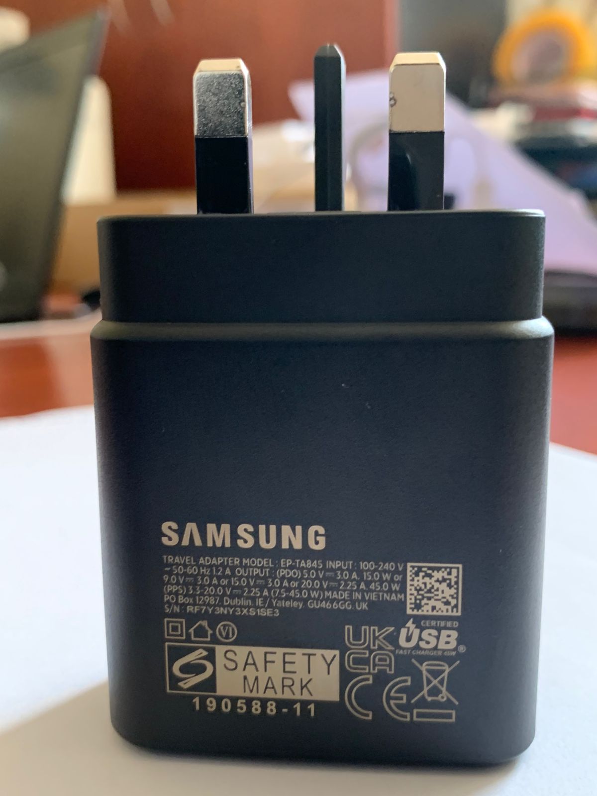 Original Samsung 45W Super Fast Charging 2.0 USB-C Power Adapter | Genuine 45W Type-C Wall Charger for Galaxy S24, S23, S22, S21 Ultra, Note 20 | Fast Charge Travel Adapter